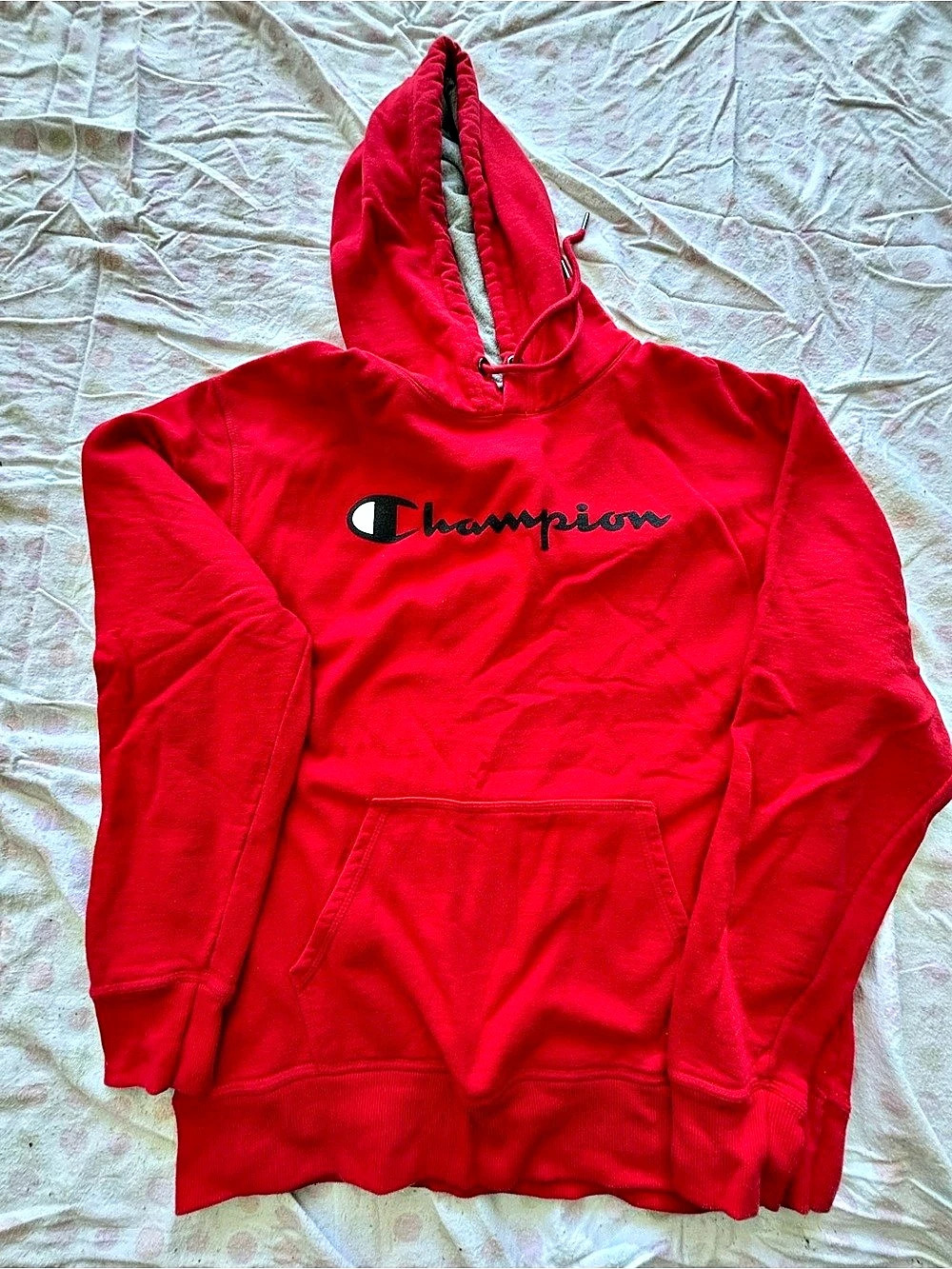 Champion Script Logo Pullover Hoodie Red